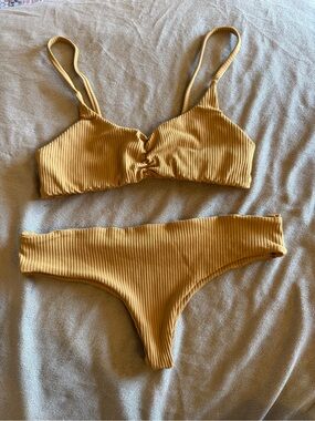 San Lorenzo Ribbed Two-Piece Bikini Set — Mustard